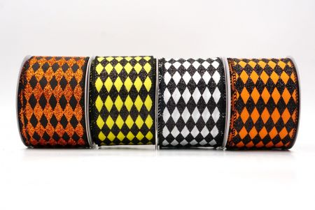 Glitter Harlequin Pattern Wired Ribbon_KF9865.KF9866.KF9867